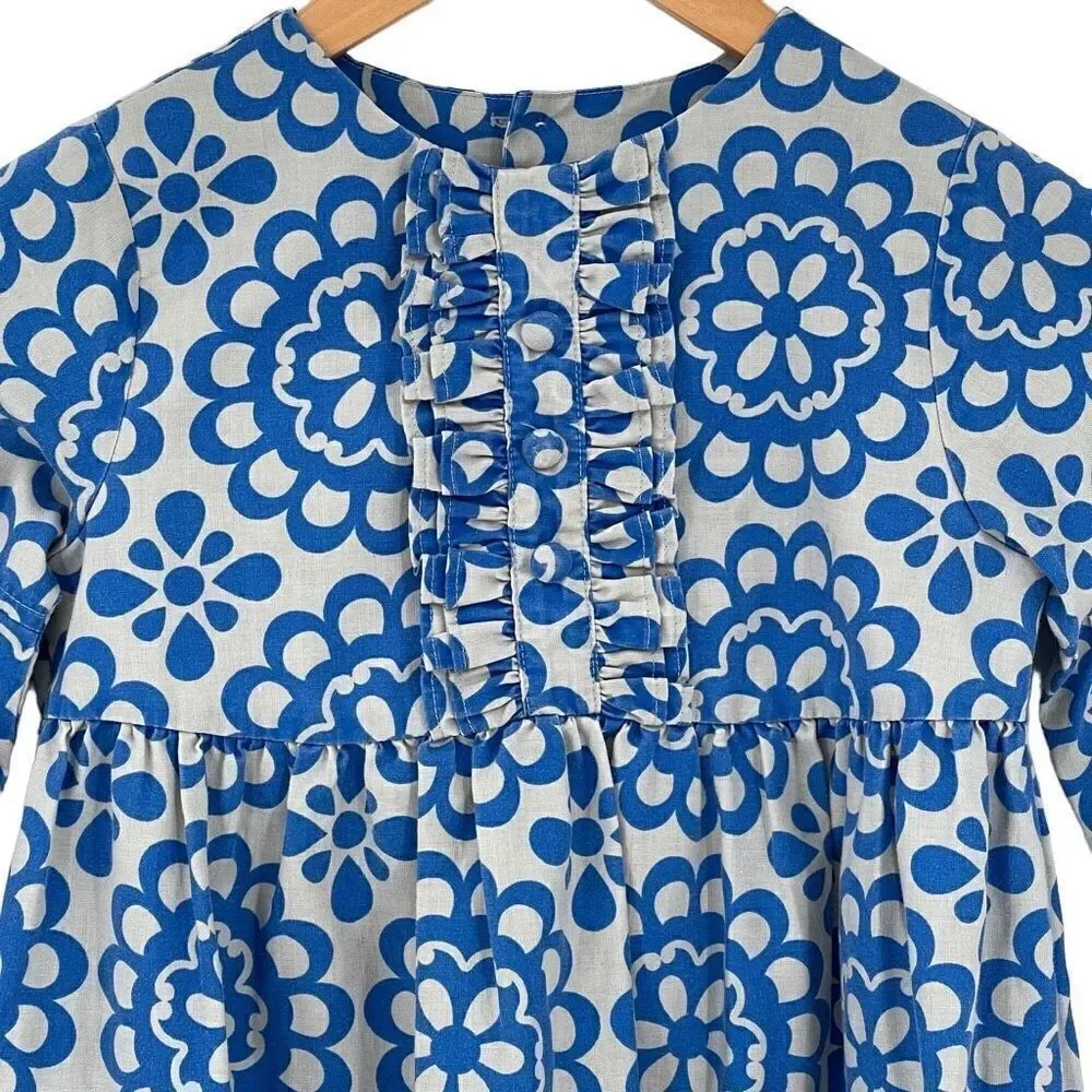 Kelly's Kids Bell Sleeve‎ Cassidy Dress Ruffle Bodice Girls 7-8 Gray Blue